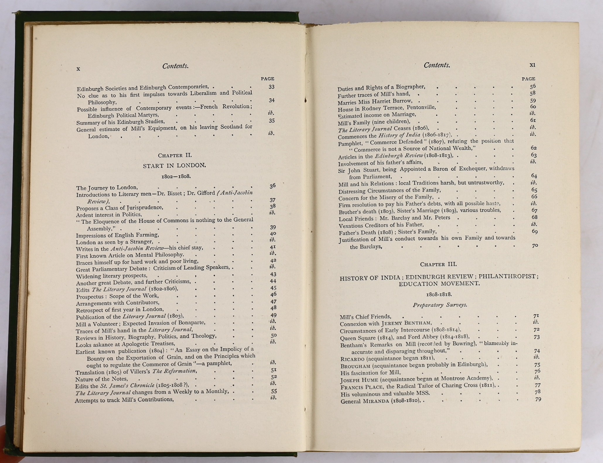 Mill, James - Elements of Political Economy. 3rd edition, revised and corrected. (?) later 19th cent. blind-decorated and gilt lettered cloth. 1826; Bain, Alexander - James Mill: a biography. portrait frontis., half titl
